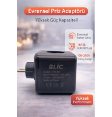 Blic FTR-09 Akım Korumalı Çoklu Priz 4000W 16A USB ve Type-C Hızlı Şarj Özellikli Çoklayıcı Priz