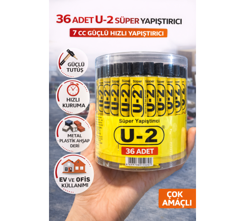 36 Adet U-2 Süper Yapıştırıcı 7 CC Güçlü Hızlı Yapıştırıcı Çok Amaçlı Metal Plastik Ahşap Deri Yapıştırıcı Şeffaf Kutulu