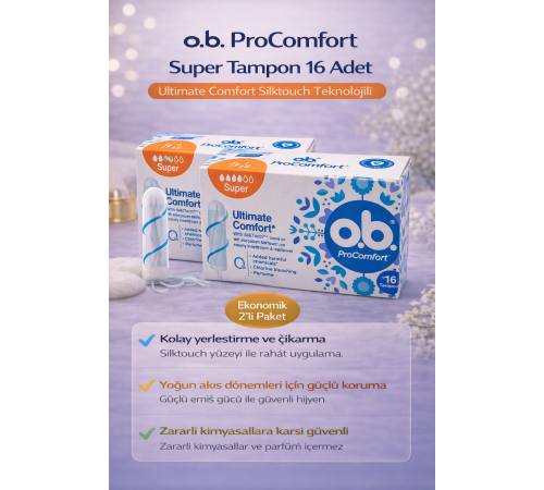 o.b. ProComfort Super Tampon 16Lı 2 Paket Ultimate Comfort Silktouch Teknolojili