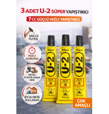 3 Adet U-2 Süper Yapıştırıcı 7 CC Güçlü Hızlı Yapıştırıcı Çok Amaçlı Metal Plastik Ahşap Deri Yapıştırıcı