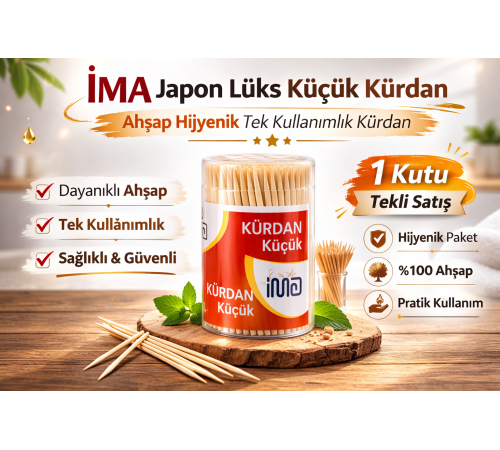 İma Japon Lüks Küçük Kürdan Ahşap Hijyenik Tek Kullanımlık Kürdan 1 Adet
