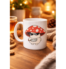 Sevimli Cool Mantar Tasarımlı Porselen Kupa MODEL 87 – Eğlenceli Karakter Desenli Kahve & Çay Kupası – Hediye Fikirli Kupa