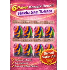 6’lı 6 Paket Karışık Renkli Havlu Saç Tokası Yumuşak Elastik Dayanıklı Lastik Toka Seti