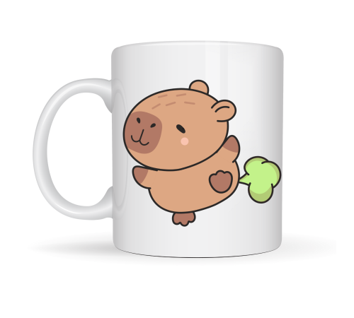 Sevimli Kapibara Desenli Porselen Kupa MODEL 96 CAPYBARA – Neşeli Tasarım, Kahve & Çay Kupası, Hediyelik Porselen Bardak