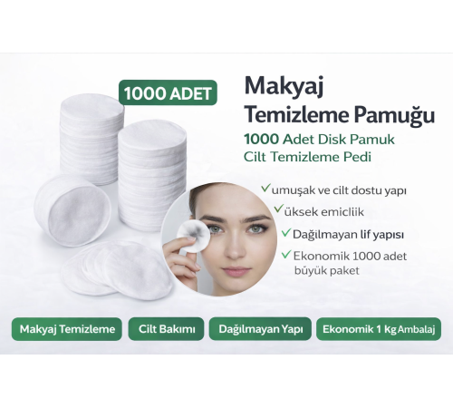 Makyaj Temizleme Pamuğu 1000 Adet Disk Pamuk Cilt Temizleme Pedi