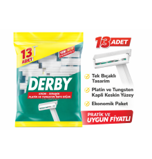 Derby Tek Bıçaklı Tıraş Bıçağı 13’lü 1 Paket Krom Seramik Platin ve Tungsten Kaplı Ekonomik Paket