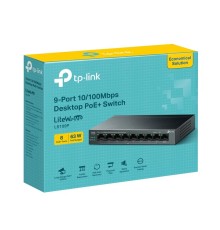 TP-LINK LS109P 8 PORT 10/100 +1 PORT RJ45 UPLINK 63W 250 METRE POE MESAFE METAL KASA SWITCH