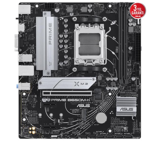 ASUS PRIME B650M-K DDR5 6400MHZ 1XVGA 1XHDMI 2XM.2 USB 3.2 MATX AM5 (AMD AM5 9000/8000/7000 SERİLERİ İLE UYUMLU)