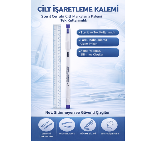 Cilt İşaretleme Kalemi Steril Cerrahi Marker Kalem 1 ADET