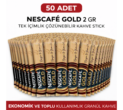 Kahve Gold 2 Gr 50 Adet Tek İçimlik Stick Çözünebilir Granül Kahve Toplu Paket