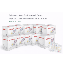 Enjeksiyon Bandı Steril Yuvarlak Flaster Enjeksiyon Sonrası Yara Bandı 100’lü 10 Kutu