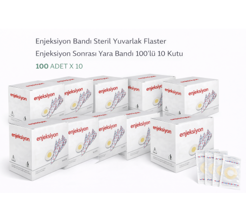 Enjeksiyon Bandı Steril Yuvarlak Flaster Enjeksiyon Sonrası Yara Bandı 100’lü 10 Kutu