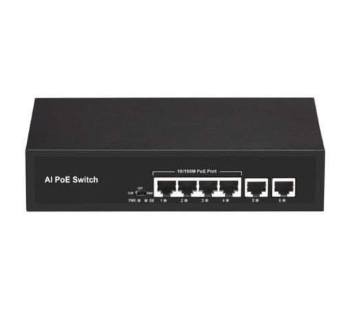 URANIUM POE-4020-55W 4 PORT 10/100 + 2 PORT 10/100 RJ45 UPLINK POE SWITCH (REALTEK CHIPSET)
