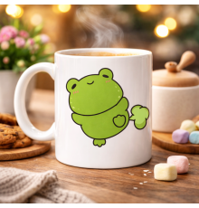 Mutlu Kurbağa Tasarımlı Porselen Kupa MODEL 91 – Eğlenceli, Tatlı ve Neşe Dolu Kahve Kupası