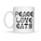 Peace Love Cats – Sevimli Kedi Desenli Porselen Kupa MODEL 60 Kahve & Çay Kupası