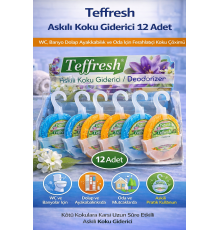 Teffresh Askılı Koku Giderici 12 Adet WC Banyo Dolap Ayakkabılık ve Oda İçin Askılı Ortam Koku Giderici