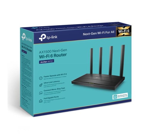 TP-LINK ARCHER AX12 AX1500 1200MBPS DUAL BAND GIGABIT WI-FI 6 ROUTER