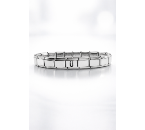 Kişiye Özel Ü Harfli Çelik Bileklik – Paslanmaz Çelik Bilek, Zarif ve Minimal Harf Bileklik