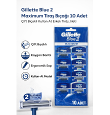 Jilet Blue 2 Maximum Tıraş Bıçağı 10 Adet Çift Bıçaklı Kullan At Erkek Tıraş Jileti