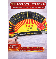 360 Adet Siyah Tel Toka Saç Tokası – Dayanıklı Metal Profesyonel Saç Teli Toka Seti