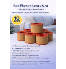 Bez Flaster 5 cm x 5 m Sabitleyici Tıbbi Bant Güçlü Yapışkanlı 10 Adet
