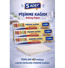 Luxev Pişirme Kağıdı Hazır Kesilmiş 8 Parça Yağlı Kağıt Fırın Kağıdı Baking Paper 5 Adet