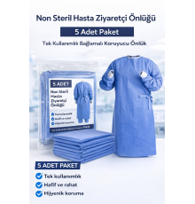 Non Steril Hasta Ziyaretçi Önlüğü 5 Adet – Tek Kullanımlık Bağlamalı Koruyucu Önlük