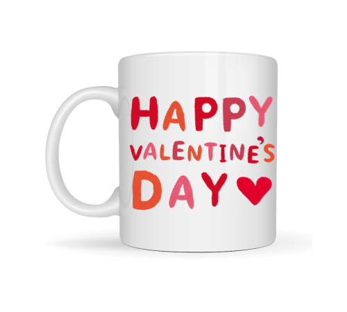 Happy Valentine’s Day Kupa – Model 4 Sevgililer Günü Hediyesi - Aşk Temalı Porselen Kupa - Sevgiliye Özel Tasarım