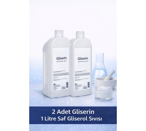 Gliserin Saf Gliserol Sıvısı 2 x 1 Litre Nem Tutucu Kozmetik ve Teknik Kullanıma Uygun