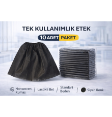 Tek Kullanımlık Etek 10 Adet Nonwoven Kumaş Siyah Lastikli Bel Standart Beden