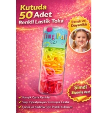 50 Adet Renkli Lastik Toka Seti Kutu İçinde Karışık Renkli Saç Lastiği Çocuk ve Kadın Saç Tokası