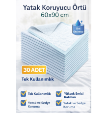 Yatak Koruyucu Örtü 60x90 cm 30 Adet Tek Kullanımlık Sıvı Geçirmez Hasta Altı Bezi