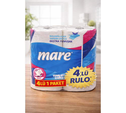 Mare Tuvalet Kağıdı 4 Rulo 1 Paket Ekstra Yumuşak Çift Katlı Dayanıklı Tuvalet Kağıdı