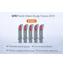 GFB Plastik Maket Bıçağı Falçata 4510 Profesyonel Maket Bıçağı 6 Adet