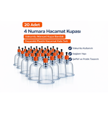 4 Numara Hacamat Kupası 20 Adet Vakumlu Manuel Kupa Bardak Dayanıklı Plastik Hacamat Kabı