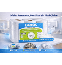 Professional Fotoselli Havlu 6 Rulo – 2 Katlı %100 Selüloz 21 cm Endüstriyel Kağıt Havlu