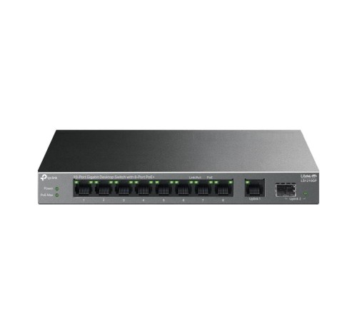 TP-LINK LS1210GP 8 PORT GIGABIT + 1XRJ45/1XSFP UPLINK 61W 250 METRE POE MESAFE METAL KASA