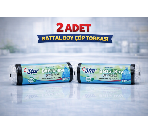 Star Plus Standart Battal Boy Atık Poşeti 75x90 cm 10lu Dayanıklı Büyük Boy Atık Torbası 2 Adet