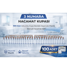 3 Numara Hacamat Kupası 100 Adet Vakumlu Kupa Bardak Dayanıklı Plastik Manuel Hacamat Kabı