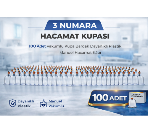 3 Numara Hacamat Kupası 100 Adet Vakumlu Kupa Bardak Dayanıklı Plastik Manuel Hacamat Kabı