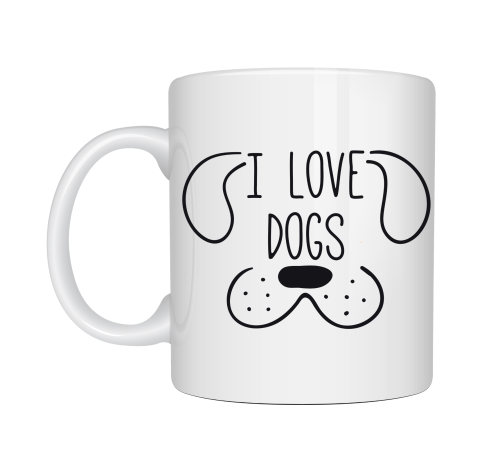 Köpek Severlere Özel “I Love Dogs” Kupa MODEL 182– Sevimli Köpek Tasarımlı Porselen Kahve Kupası – Hediyelik Kupa