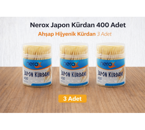 Nerox Japon Kürdan 400 Adet Ahşap Hijyenik Kürdan 3 Adet