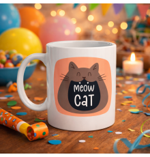 Meow Cat – Sevimli Kedi Tasarımlı Porselen Kupa MODEL 66 Eğlenceli Kahve & Çay Kupası Hediyelik