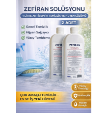 Zefiran Solüsyonu 1 Litre 2 Adet Set Antiseptik Hijyen ve Çok Amaçlı Temizlik Solüsyonu