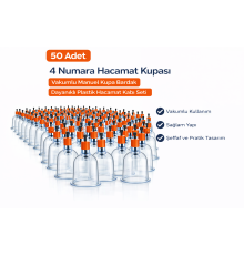 4 Numara Hacamat Kupası 50 Adet Vakumlu Manuel Kupa Bardak Dayanıklı Plastik Hacamat Kabı