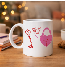 Model 27 – You’re The Key To My Heart Tasarımlı Porselen Kupa - Sevgiliye Arkadaşa Özel Anlamlı Hediye