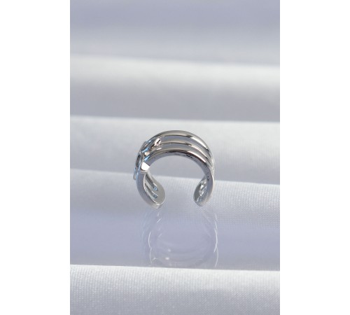 Pirinç Gümüş Renk Yonca Earcuff Küpe