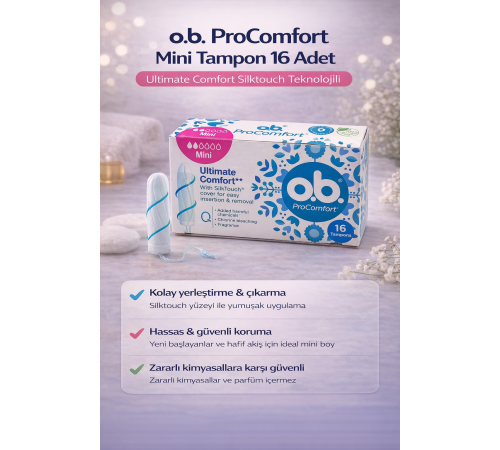 o.b. ProComfort Mini Tampon 16Lı 1 Paket Ultimate Comfort Silktouch Teknolojili