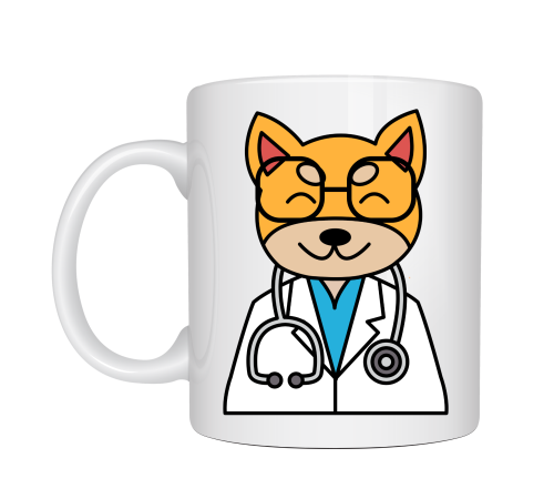 Doktor Kedi Tasarımlı Porselen Kupa MODEL 174 – Sevimli Veteriner / Doktor Kedi Kahve Kupası – Kedi Severlere ve Sağlık Çalışanlarına Hediye