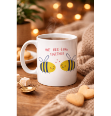 Model 24 We Bee-Long Together Yazılı Sevimli Arı Tasarımlı Porselen Kupa - Sevgiliye Arkadaşa Özel Hediye